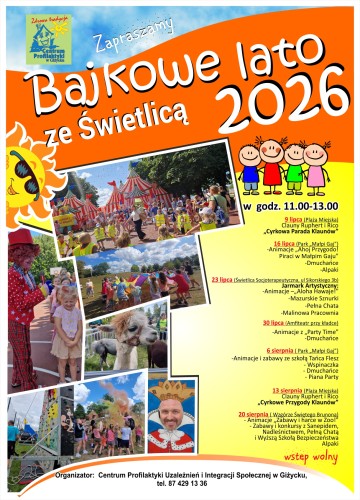 „Bajkowe Lato ze Świetlicą 2026”. Rusza cykl bezpłatnych wakacyjnych atrakcji dla dzieci w Giżycku